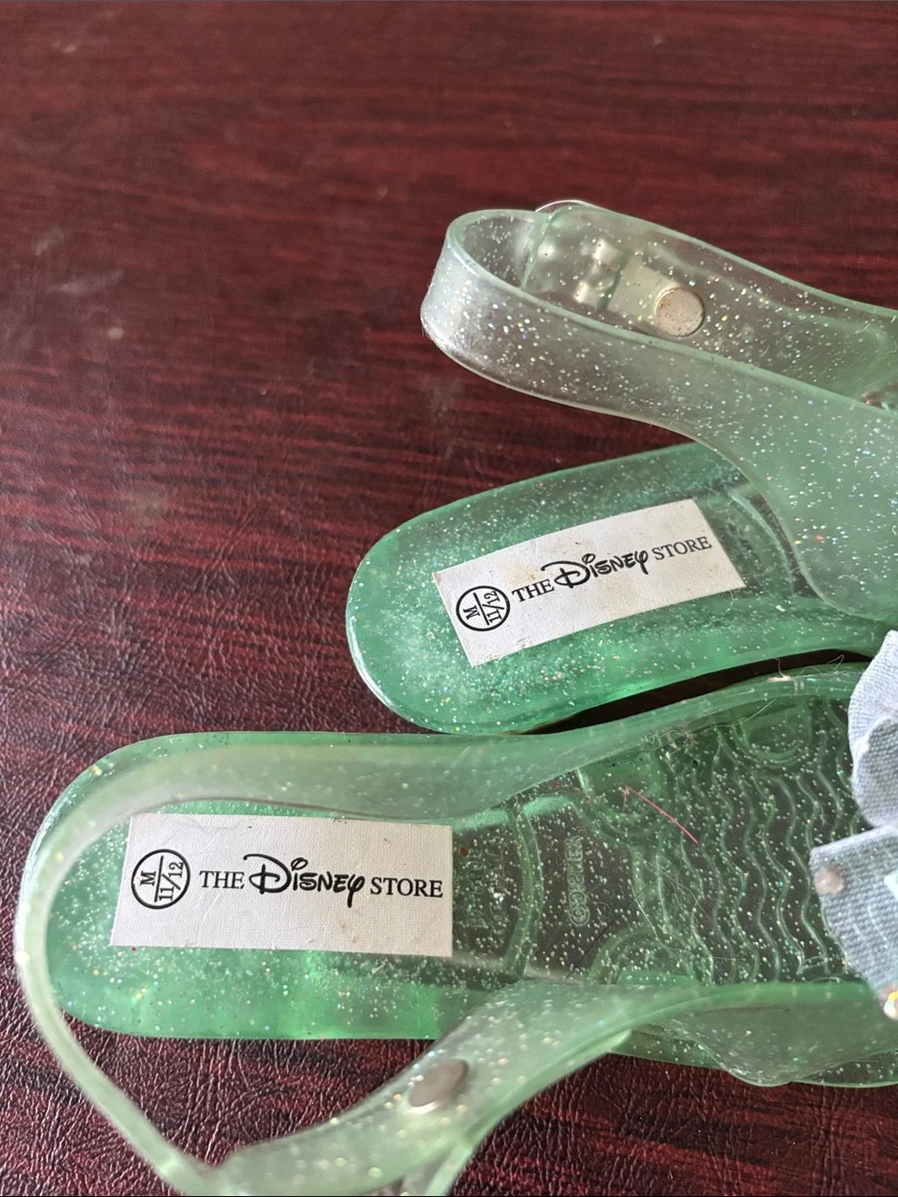 Disney Girls Green Tinker Bell Jelly Sandals with Tulle Bows